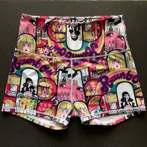 Mint & Lilac Sz M  Weird fun and bright bike shorts Workout Beach Monster Art